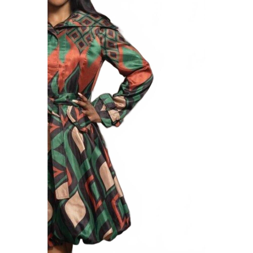 NEW SAMUEL DONG classic bubble dress trench coat in emerald/rusty - Picture 2 of 2